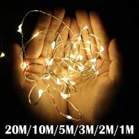 2M 5M 20M 200 LEDS gwiaździsty ciąg baterii światła bajki Micro LED przezroczysty drut miedziany na wesele boże narodzenie 9 kolorów 1